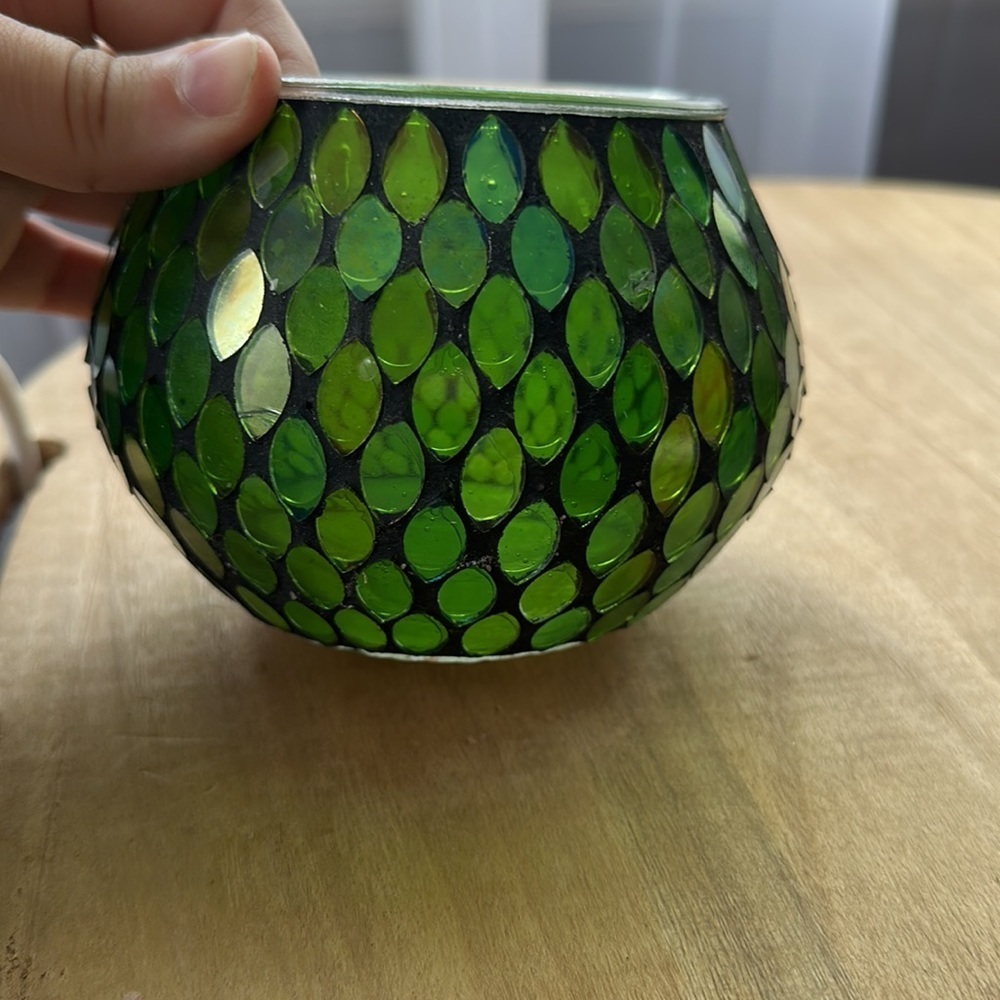 2 green and maroon mosaic candle holders! - Picture 11 of 12